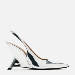 Zara Silver Metallic Wedge Heels